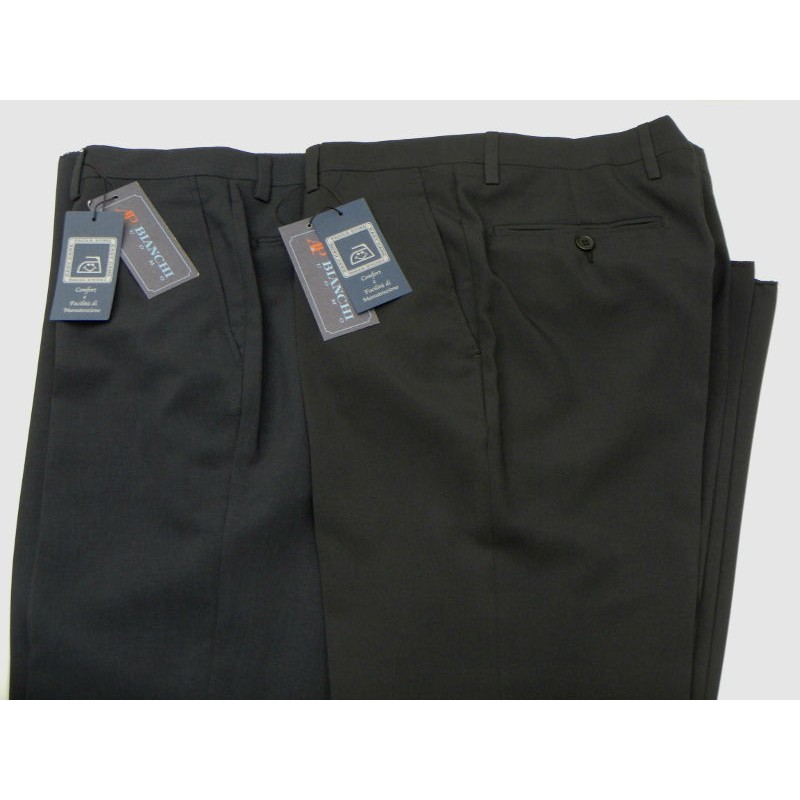 K0752-01 BIANCHI summer trouser BLACK Formal trousers menswear - borghese.gr