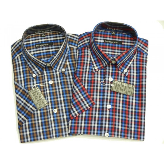 K3355 HENDERSON Shirt cheked short sleeve Shirts menswear - borghese.gr