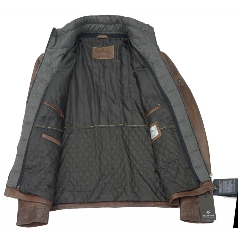 X1032-04 MILESTONE mens leather jackets  Short Jacket menswear - borghese.gr